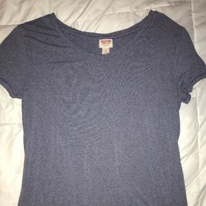 Blue Stripe V Neck Tee